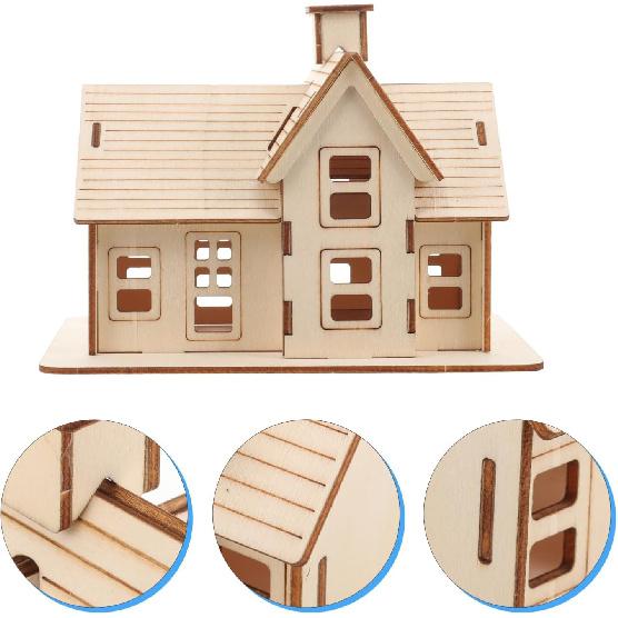 Пазлы для взрослых 1 набор Модель домика 3D Деревянные 3D-пазлы Диорама Дом-пазл Сборная модель дома 3D-деревянный пазл Деревянный Сельский 3D-пазлы Деревянный