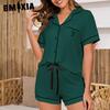 GMXIA Homewear Set Cardigan Short-sleeved Shirt Shorts Summer Pajamas for Women