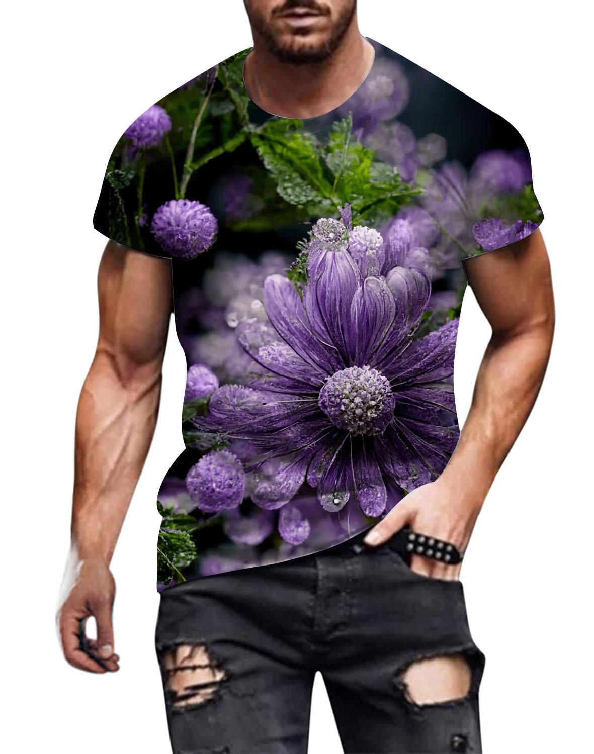 

Летние праздничные модные повседневные футболки с рисунком пейзажа для мужчин, модные напечатанные красивые свободные футболки с круглым вырезом и коротким рукавом 6XL