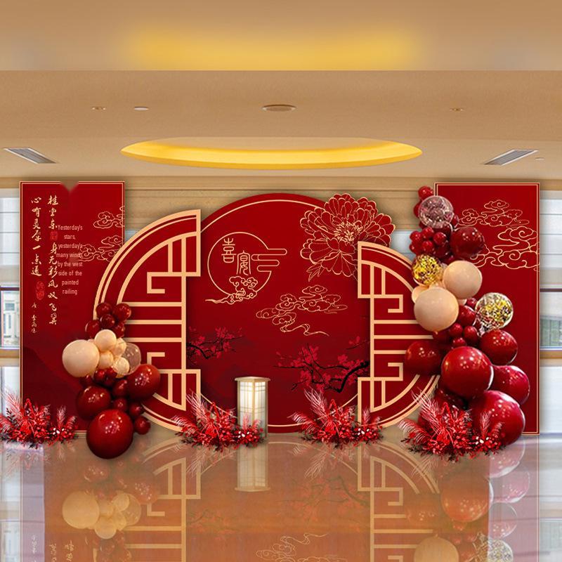 Rustic Chinese Wedding Backdrop & Bride's Departure Decor Set