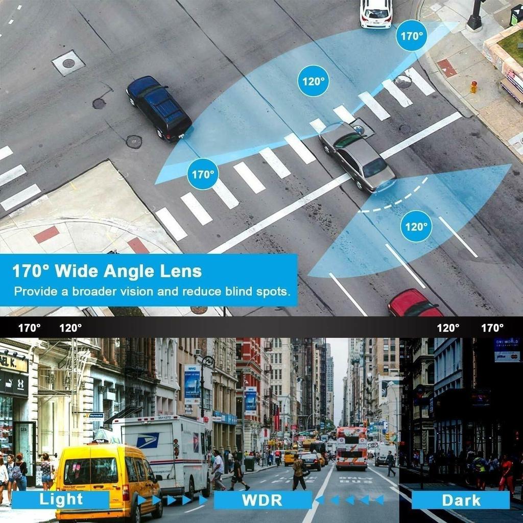 Screen Dual Lens HD 1080P Dash Cam Front&Rear Built-in GPS 170° Wide Angle DVR with G-sensor/Night Vision/Motion Detection/Loop