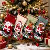 1/4 Pcs Large Handmade Christmas Stockings with Santa Snowman Reindeer Prints, Xmas Party Gift Bag Decor