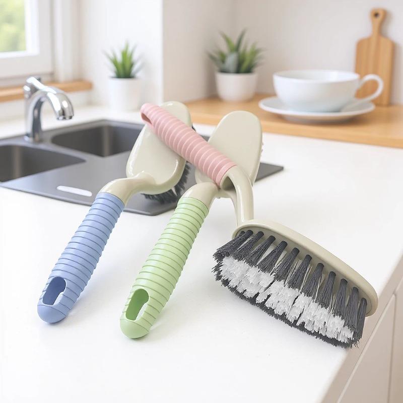 Multi-Functional Long-Handled Laundry and Household Cleaning Brush with Stiff Bristles for Shoes and Surfaces