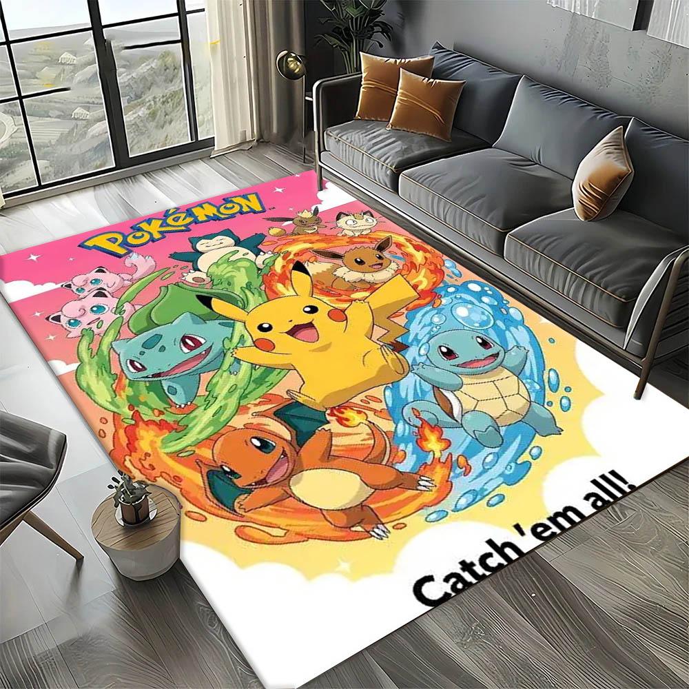 3D Game Japanese Kawaii Anime Carpet Rug Art for Room Decor Home Bedroom Sofa Gifts Game Area Rug Non-slip Floor Mat P-P-okemonS