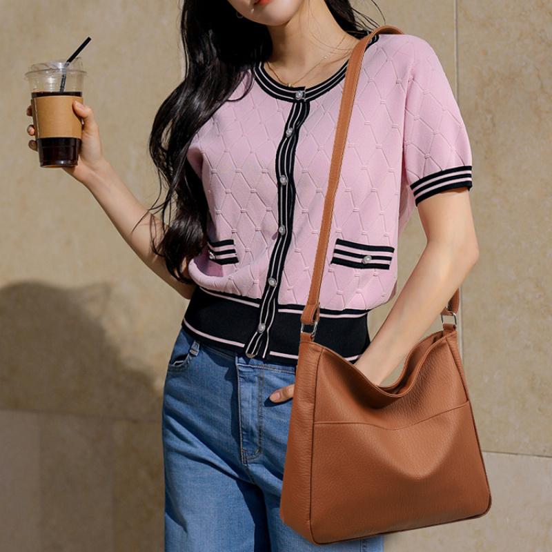 Women Soft PU Leather Hobo Crossbody Bag, Large Capacity Casual Shoulder Purse, Lightweight Adjustable Strap Tote Bag for Daily Travel Work