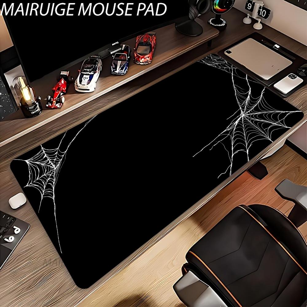 Spider Web Black Mouse Pad Large Computer Office Game Table Mat XXL Rubber Anti-slip Stitched Edge Keyboard Mats Long Desk Pads