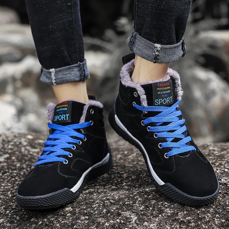 Men's Winter Boots Fashion Sneakers Comfortable Outdoor Anti Slip Climbing Shoes Warm Plush Casual Snow Boots Botas Hombre Piel