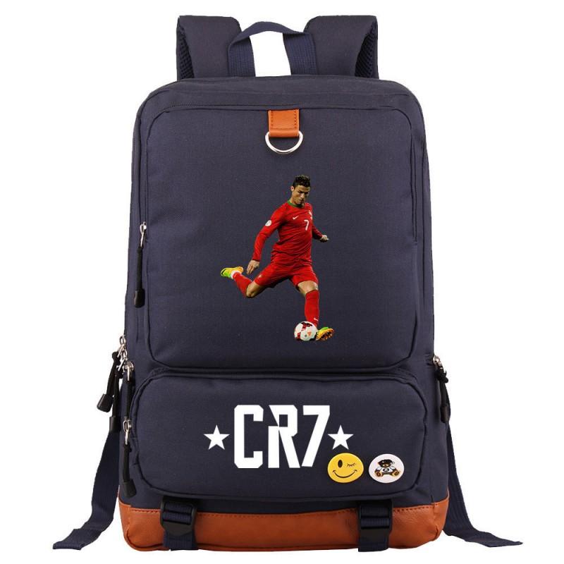 Cristiano Ronaldo Printed Youth School Backpack Teenagers Durable Oxford Fabric Breathable Padded Straps Unisex Travel Bag