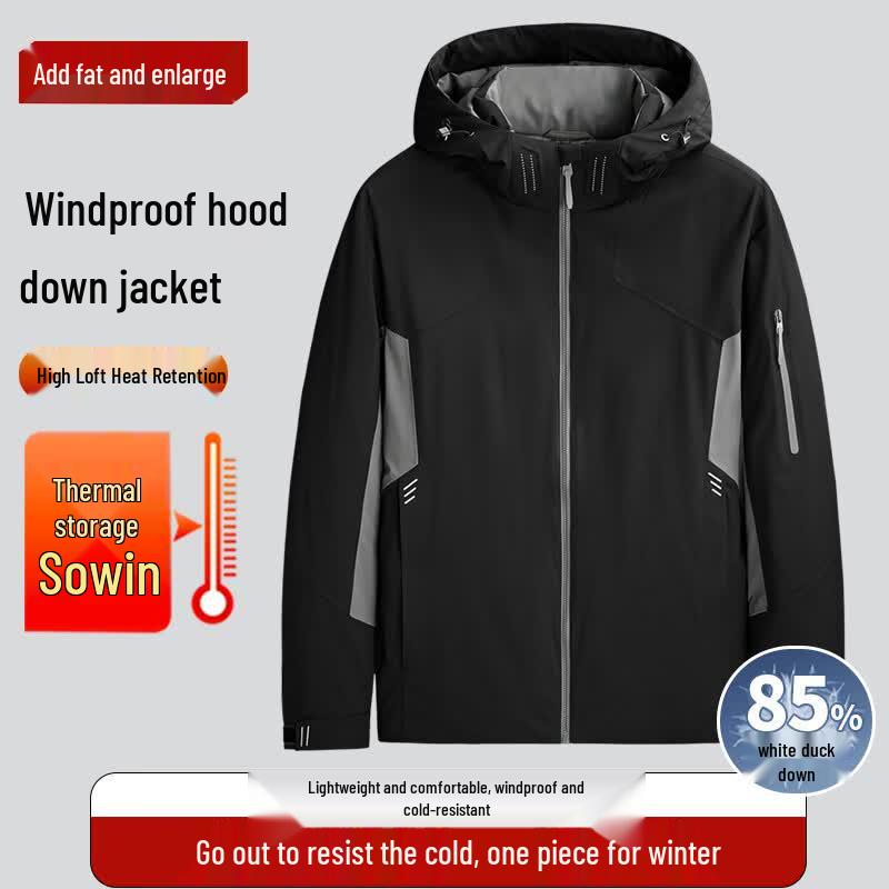 Men s Plus Size Hooded Down Jacket 4XL