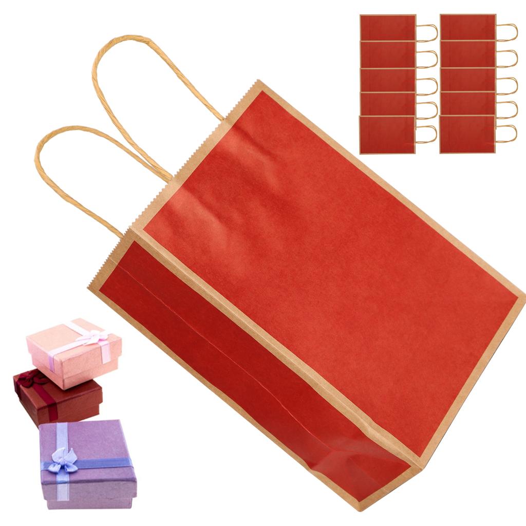 10Pcs Kraft Paper Bag Snacks Shopping Present Gift Bags With Handles for Wedding