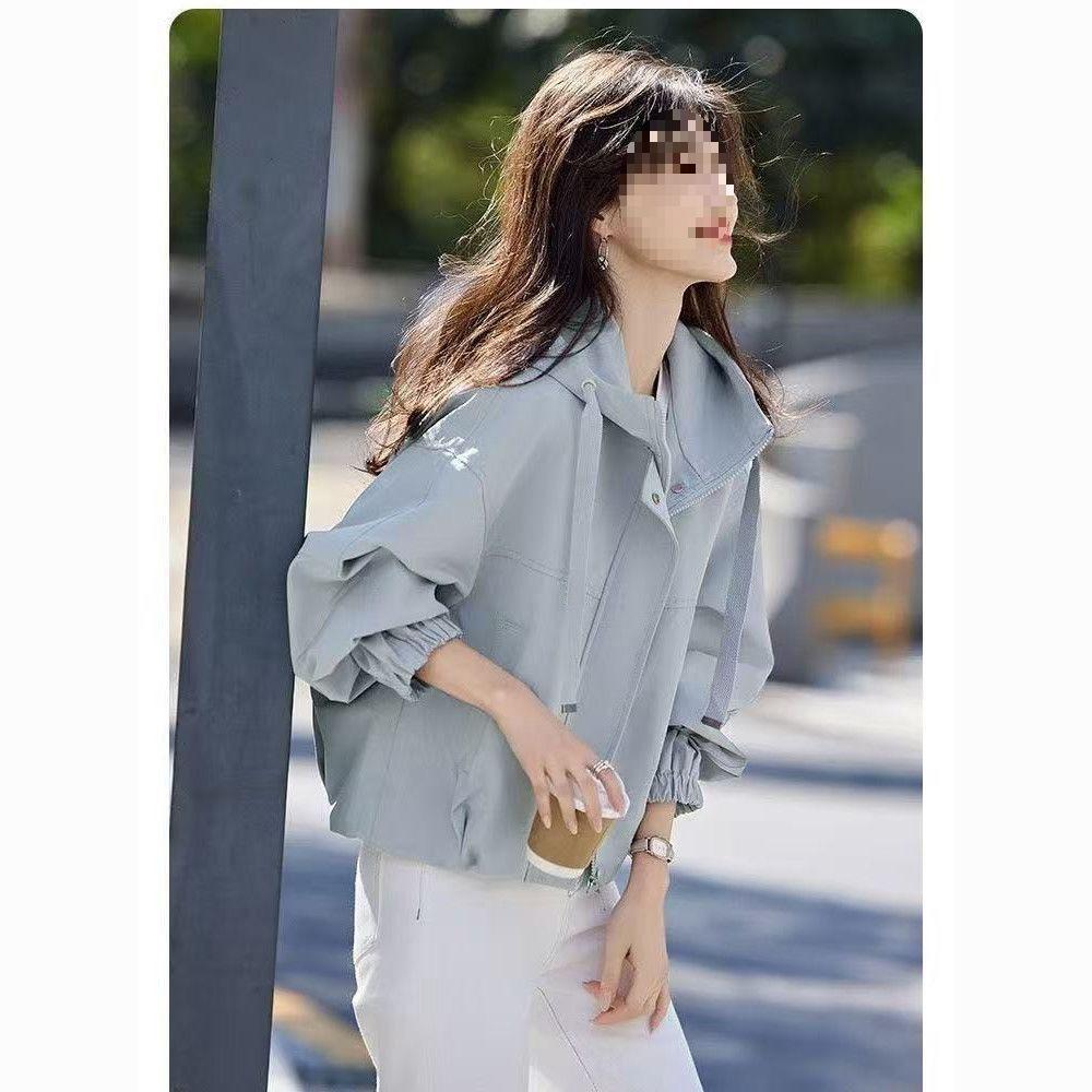 Petite Loose Hooded Jacket - Spring & Autumn 2025 Casual Trench for Back-to-School Season
