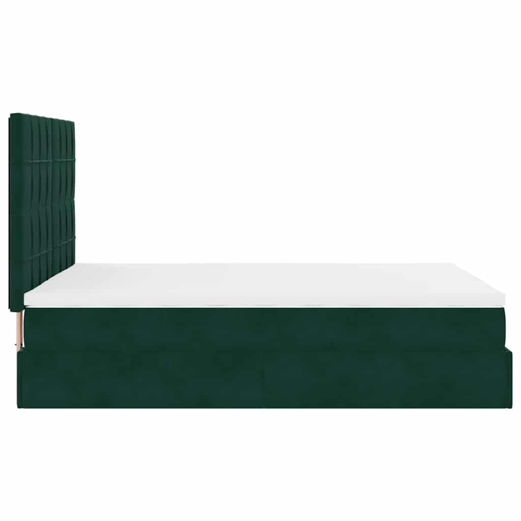 Enjoy a Restful Night S Sleep with This Ottoman Bed with Mattress In Dark Green 140 X 190 Cm Velvet Fabric