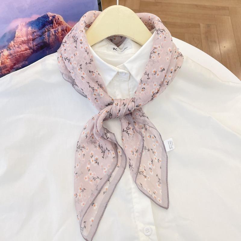 

Elegant wind chiffon silk scarf women s spring summer versatile mulberry silk small silk scarf thin sunscreen scarf 65cm