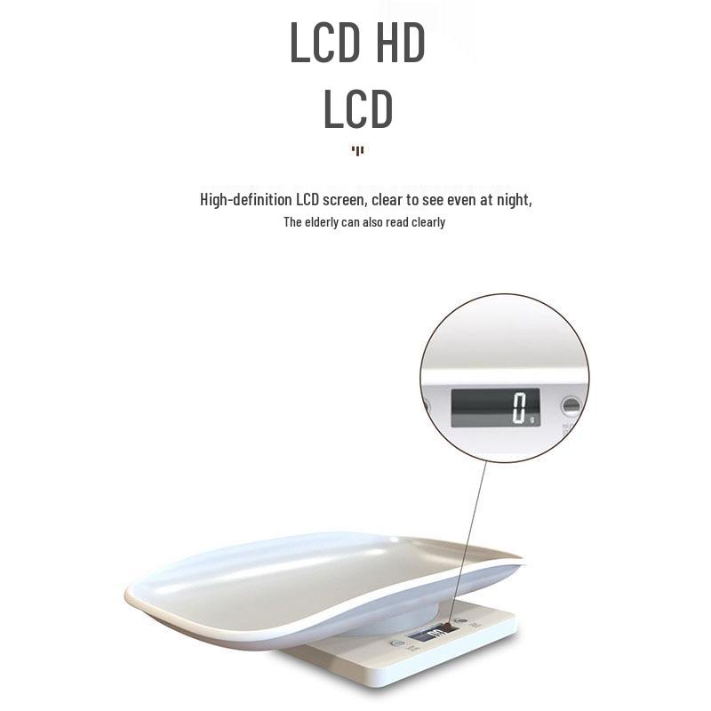 Mini Pet Scale 15KG Tray Electronic Weight Scale for Dog and Cat Food – White