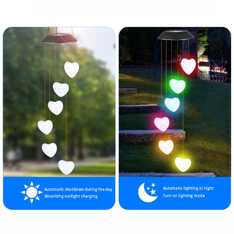 Färgglad Solcellsdriven Vindklocka Kolibri Vattentät Vindklocka Solcellsljus