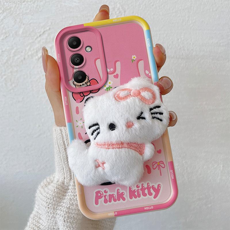 KEYSION Husă drăguță de pluș cu desene animate 3D pentru Samsung A54 5G A34 A24 A14 cu șnur Husă din silicon rezistentă la șocuri pentru Galaxy A04S