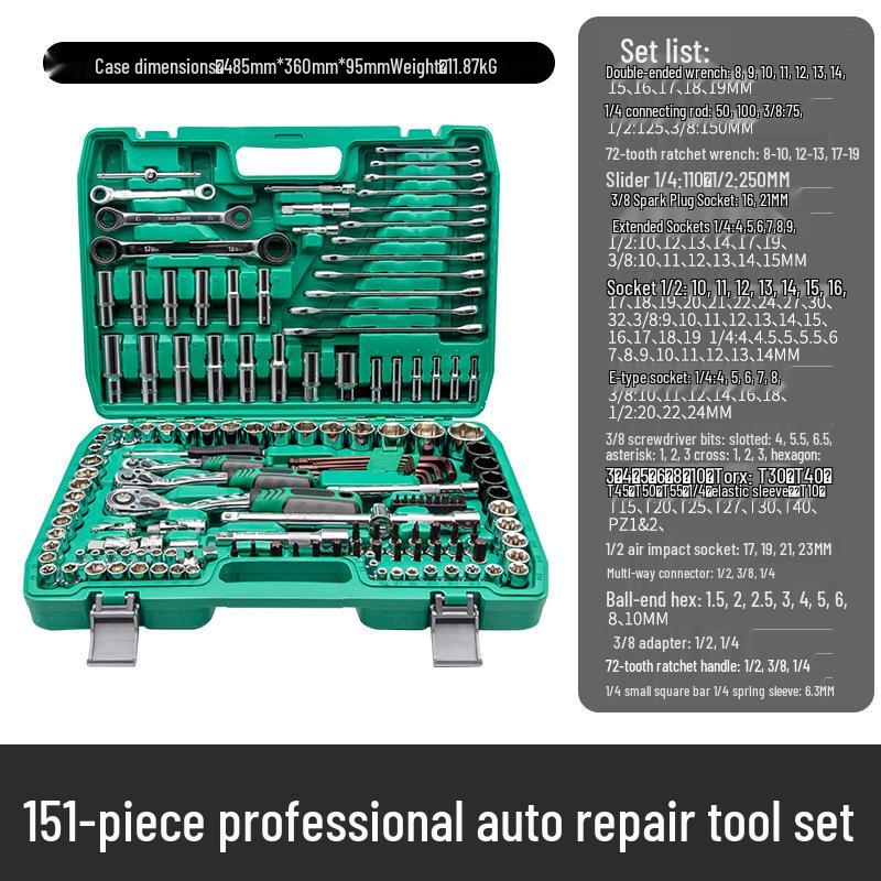151-Piece Multi-Functional Ratchet Socket Wrench Set for Car & Motorcycle Repair