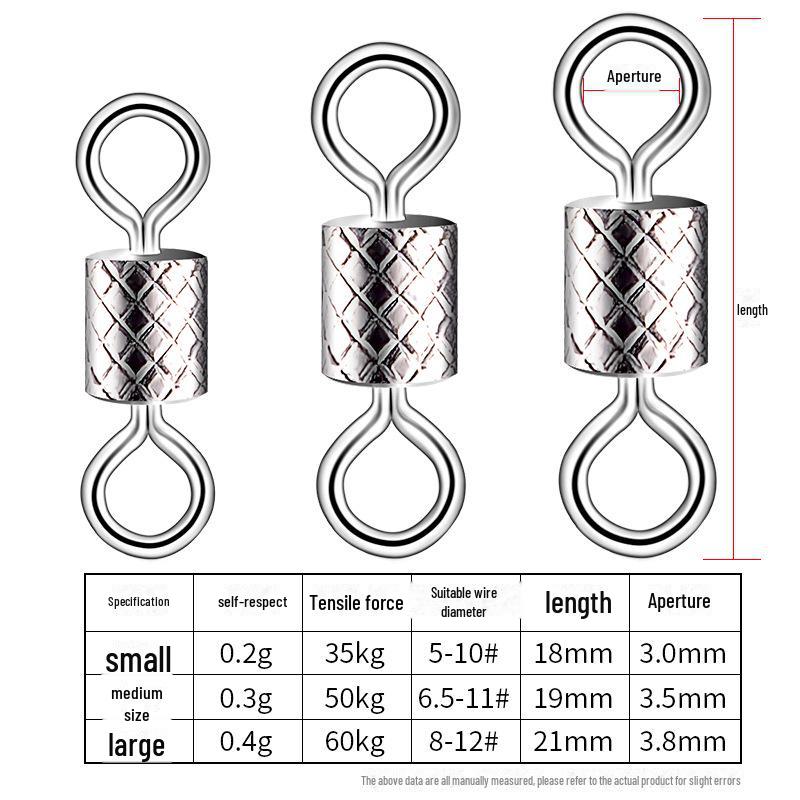 

Большой поворотный коннектор для ловли сельди с восемью кольцами для сильной тяги с американским дизайном и тиснением. Отлично подходит для небольших рыболовных принадлежностей. Large embossed eight-shaped ring; small