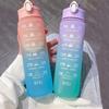900ML Gradient Color Water Cup With Time Marker Leak-proof Cup Student Scale Straw Cup Sports Water Bottle BPA Free