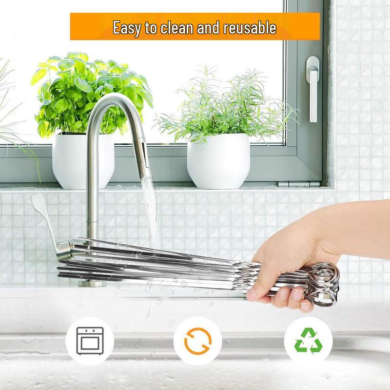 ZISIZ Flat Metal BBQ Skewers Set with Fabric Pouch