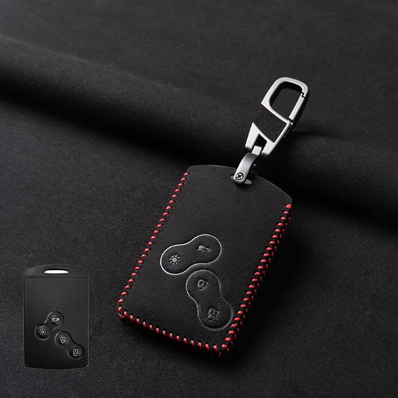Leren Auto Sleutelhoesje Voor Renault Kadjar Captur Clio Megane 2 3 4 Rs Koleos Logan Scenic Duster Kaarthouder Sleutelhanger Accessoires