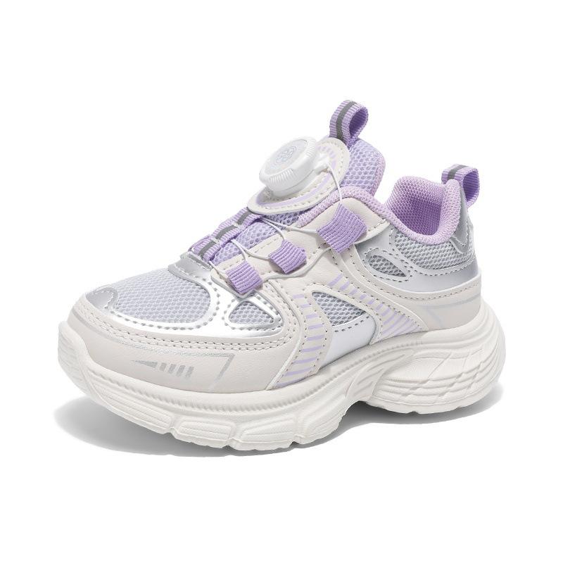 Spot classmates rotating buckle sneakers, primary school students cushioning rebound running shoes, double mesh basketball shoes