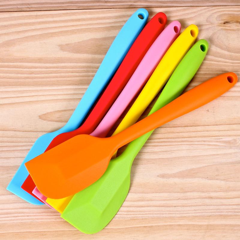 Large Silicone Baking Scraper: Fully Enclosed Spatula Tool Blue Solid Color Scraper