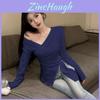 Pure Girl Cross Neck Long Sleeve T Shirt With Waistcinching Design For Fall Fashion