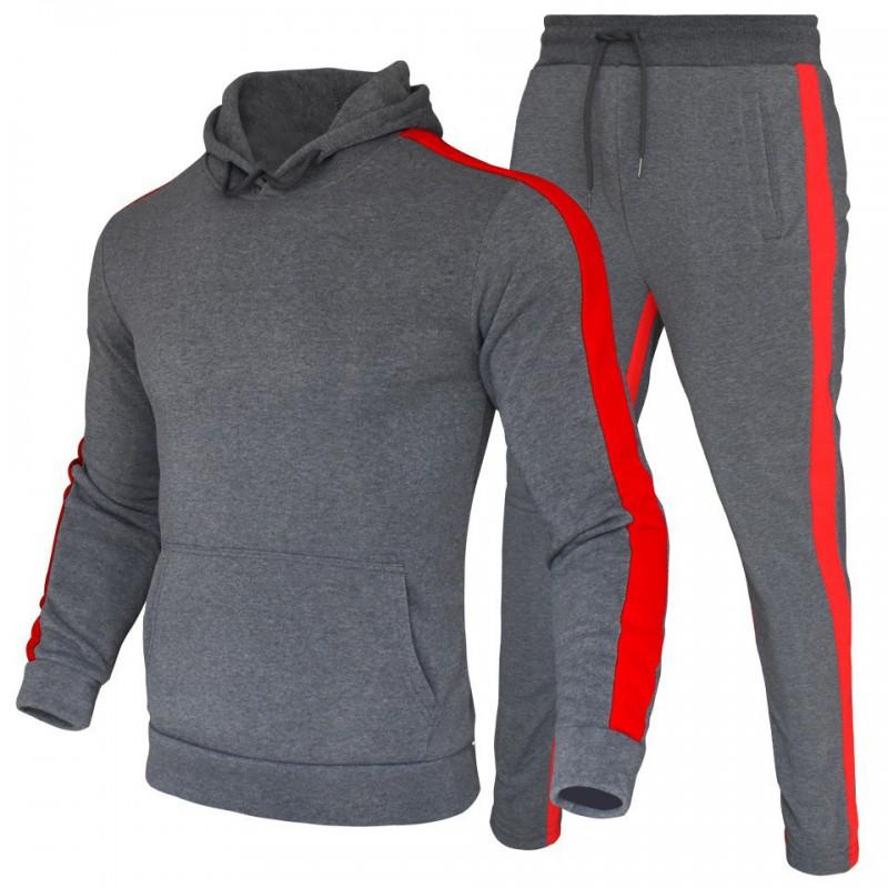 2026 Mens Tracksuit Hooded Sweatshirt Pants Set Plus Size Solid Color Casual Sportswear