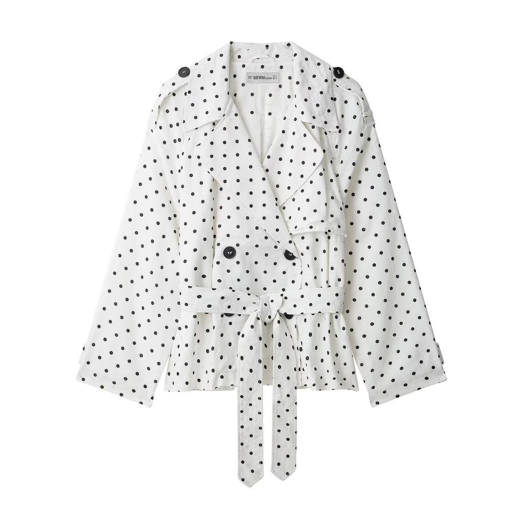European and American style, new women's clothing, fashionable, casual polka dot trench coat jacket 6318241