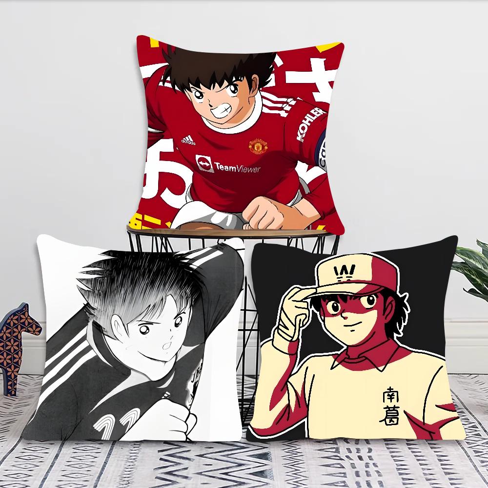C-Captain Tsubasa Animations-Kissenbezug Quadratisches Kissen Schlafzimmer Sofa Freizeit Komfortkissen Auto Wohnzimmer Heimdekoration 40X40