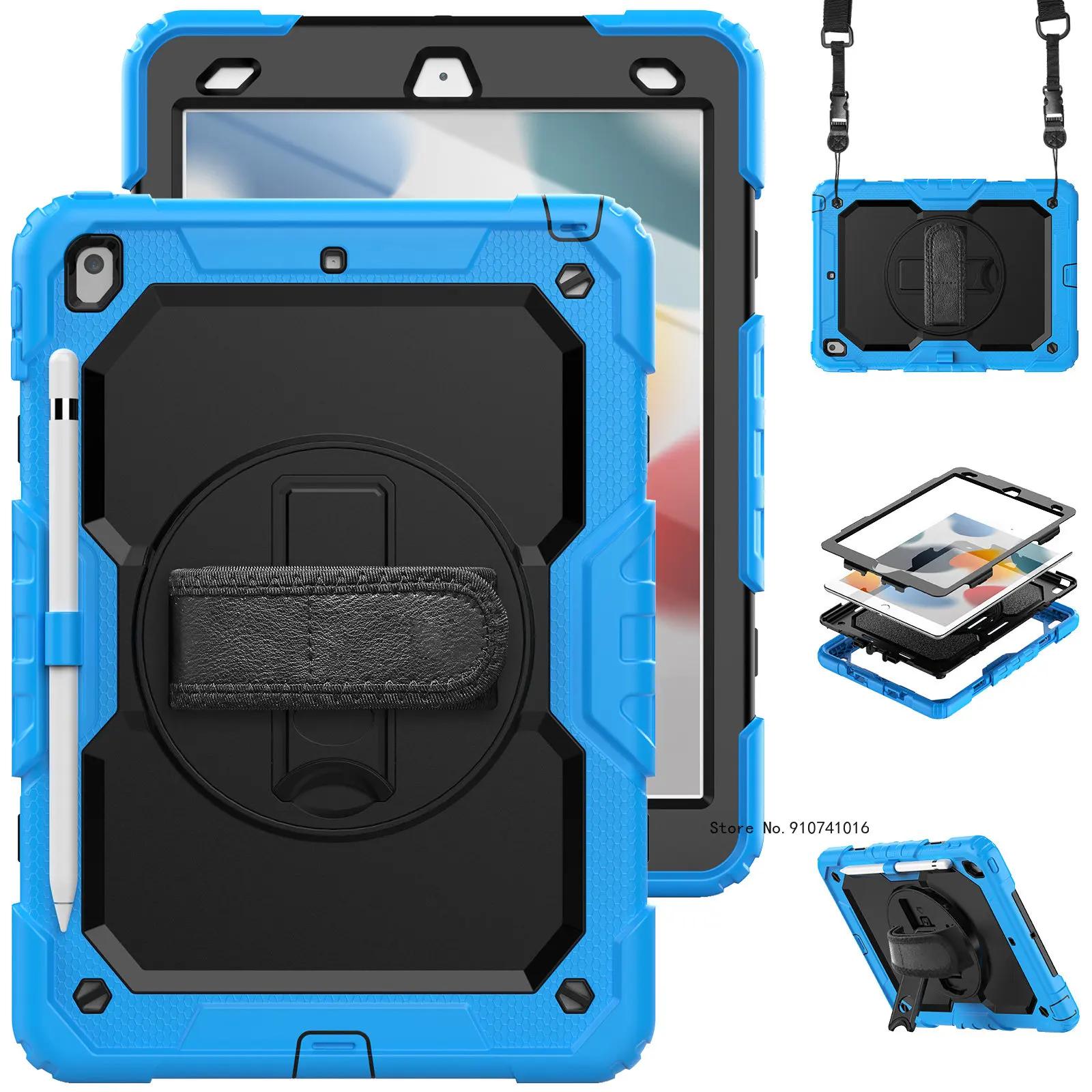 Étui Pour iPad Pro 11 1ère 2ème 3ème 4ème 10.2 7ème 8ème 9ème Air 1 Air 2 Pro 9.7 5ème 6ème mini 6 5 4 Coque+ Protecteur d'Écran PET+ Sangle iPad 5th 6th 9.7inch
