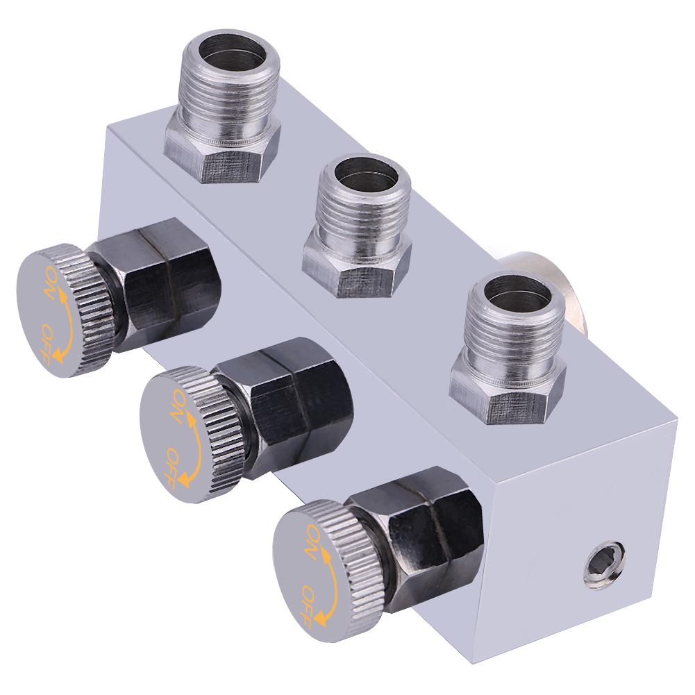 3 Way Airbrush Air Hose Splitter Adjust Air Regulation Valve Knob