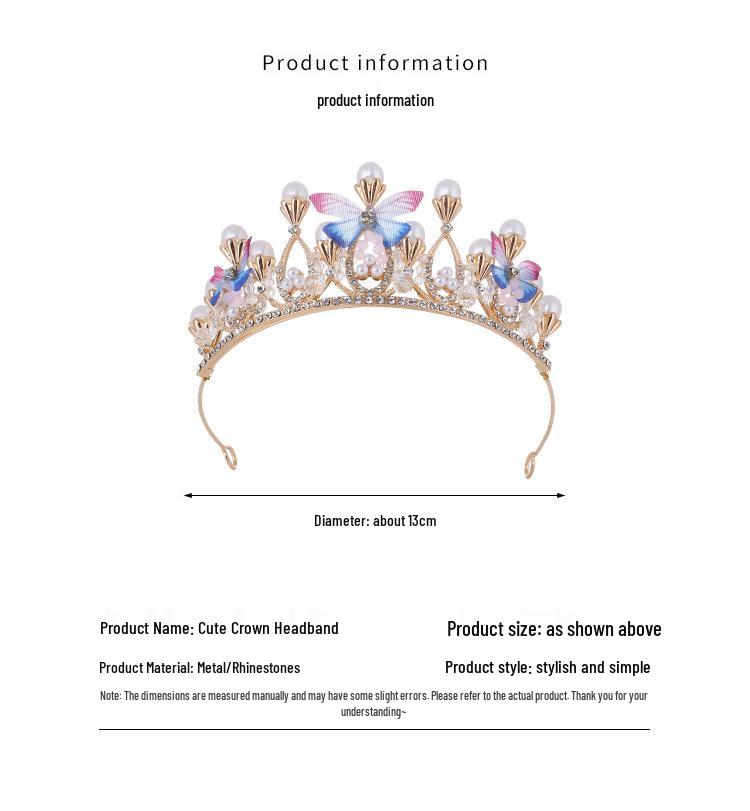 Children's Gold Princess Crown Headdress for Birthday and Fashion Shows