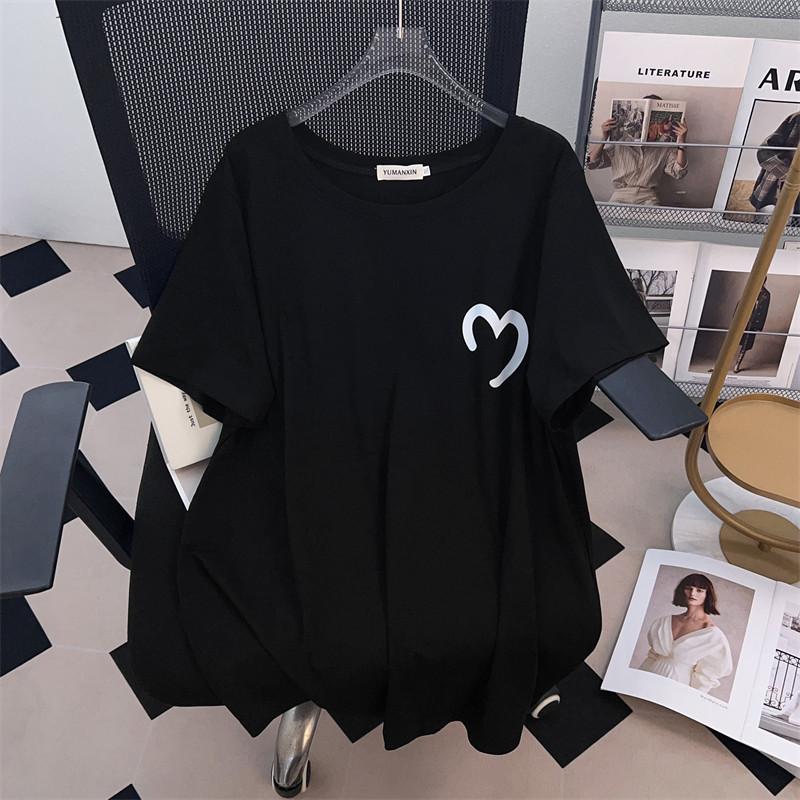 Plus Size Loose Mid-Length Short-Sleeve Women's T-Shirt (200/300/350 Jin)