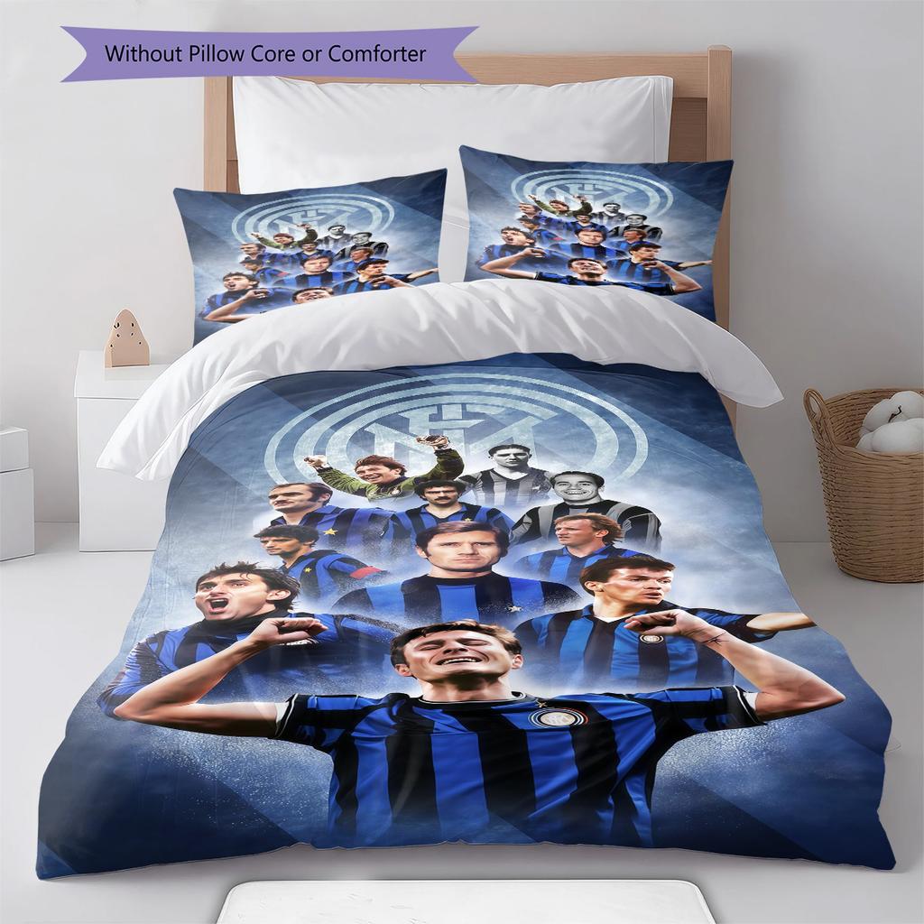 Inter Milan Pattern Bedding Quilt Set Quilt Cover Pillowcase Home Decoration Birthday Gift (1 * duvet cover + 2 * pillowcase, without core)