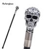 Silver Resin Rose Flower Skull Head Cane Decorative Cospaly  Cane Halloween Mace Wand Crosier Performance Stage Cane 94cm