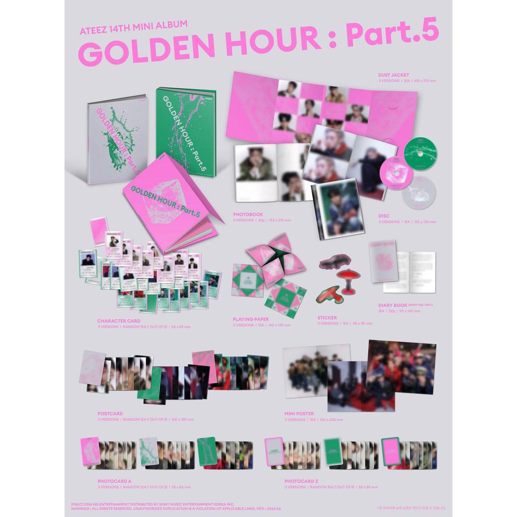 [Pre-order] ATEEZ GOLDEN HOUR : Part.5 (TOKTOQ SET 5EA) (Online Benefit)