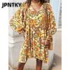 JPNTKY Fashion Autumn Winter Long Sleeve V-Neck Casual Dresses