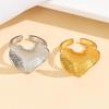 Elegant Stainless Steel 3D Leaf & Irregular Heart Ring for Women