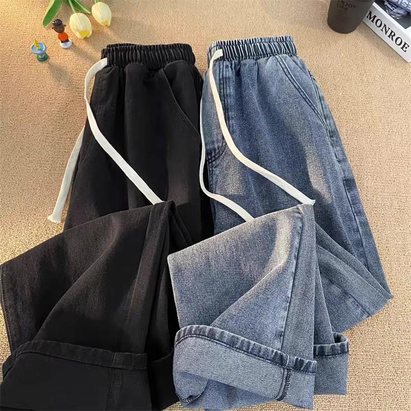 Spring/Summer Women's Retro High-Waisted Straight-Leg Wide Jeans - Loose, Slimming, Trendy for Students