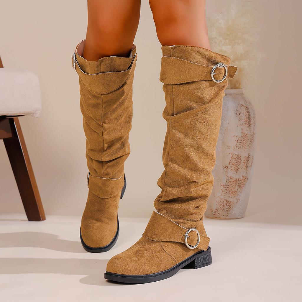 Tall boots 2025 winter new suede oversized retro sleeve knight boots for women
