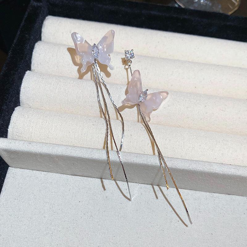 New Chinese Style Oil Drop Butterfly Flower Gourd Pearl Fringed Earrings Retro Ear Hook Light Luxury National Style Earrings Women