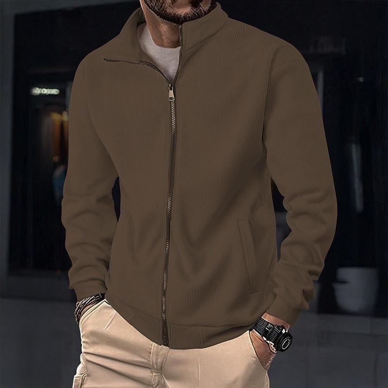 Men S Stand Collar Thick Fleece Lined Loose Casual Jacket