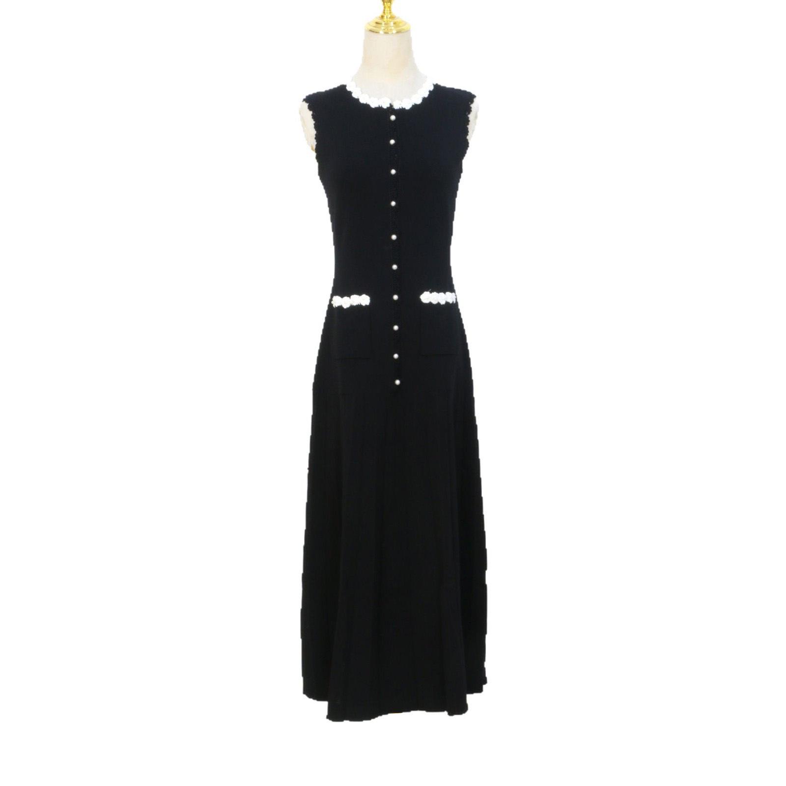 

Elegant French Romantic Vest Dress: Women s Summer Sleeveless with Pearl Buttons Small