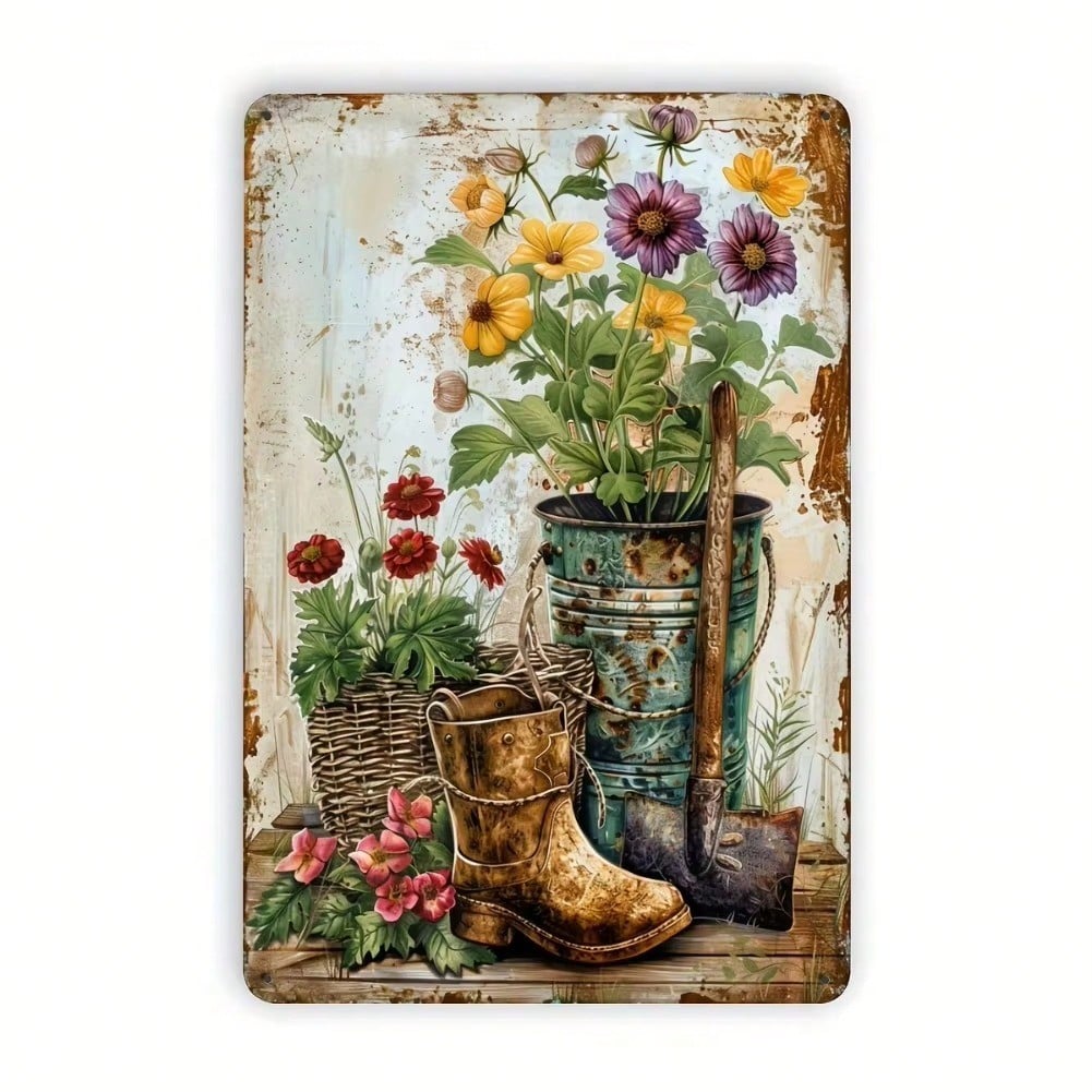 Vintage Metall Blechschild Retro Gartengeräte Dekoration für Garten Haus Wand