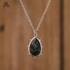 Boho Stil Silberkettchen Tropfenförmiger Kristall Edelstein Anhänger für Hochzeiten Partys Damenschmuck Chakra Design