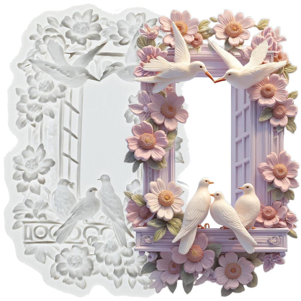 Door Window Silicone Mold Bird Fondant Molds Cake Decorating Tools Theme Cake Dessert Decorated Chocolate Candy Mold