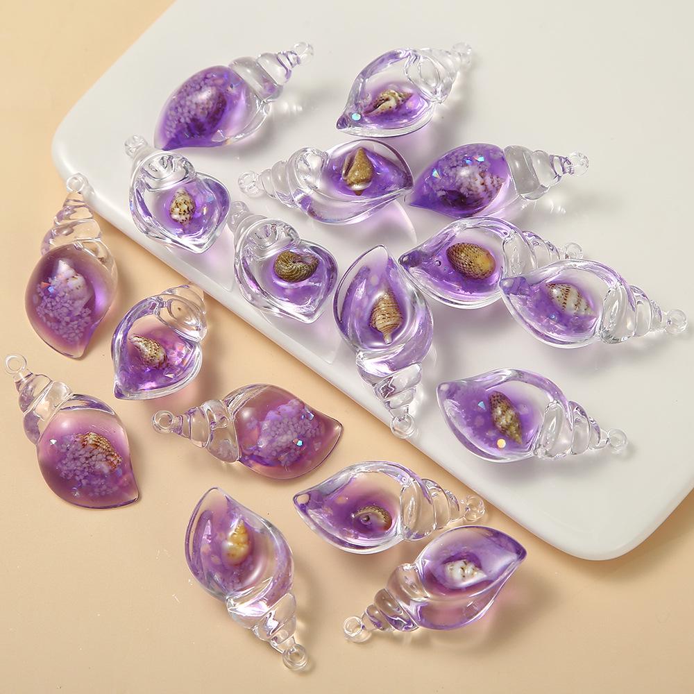 Barevné svítící mušle DIY náušnice a přívěsek Klíčenka Příslušenství