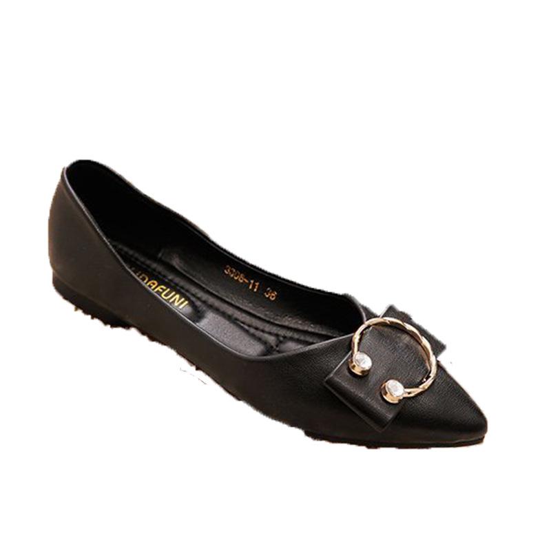 Metallische flache Schuhe Frühling und Herbst neue Schuhe Damen weiche Sohle weiches Leder flacher Ausschnitt spitz vielseitige einzelne Schuhe Damen